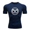 Men's Compression Workout T-Shirt, Breathable Quick Dry Athletic Spider Web Eye Print Short Sleeve Top for Gym Running Training Sports Wear