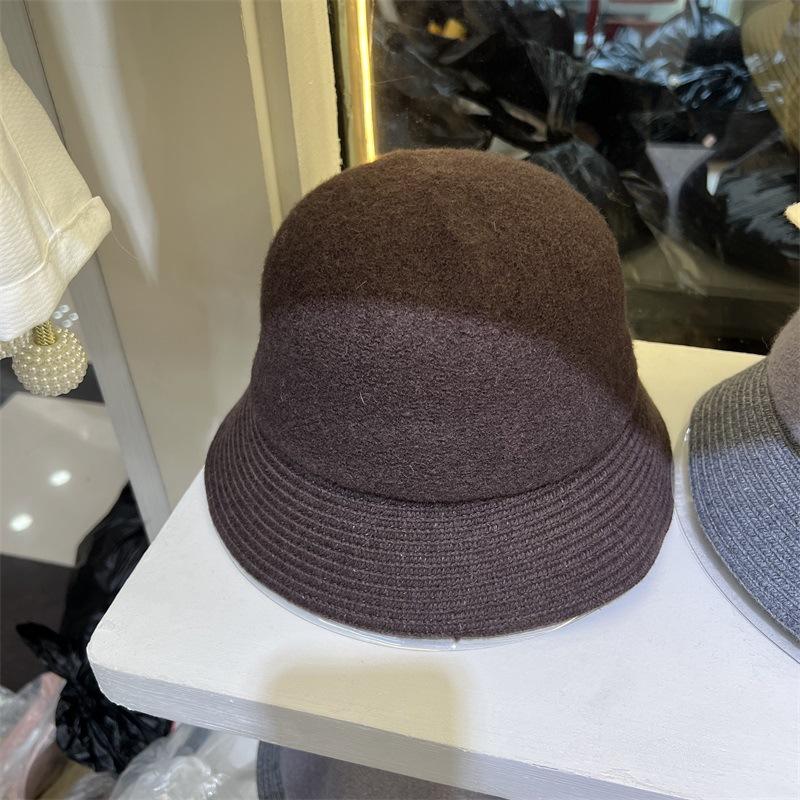 

Осень и зима новая мягкая и теплая шерстяная шляпа-панама с маленькими полями, литературная шляпа, женская комбинированная универсальная шляпа-ведро M（56-58cm） темно-коричневого
