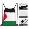 Flag Of Palestine Backpacks Portable Drawstring Bags Sports Bag Book Bags for Man Woman Students