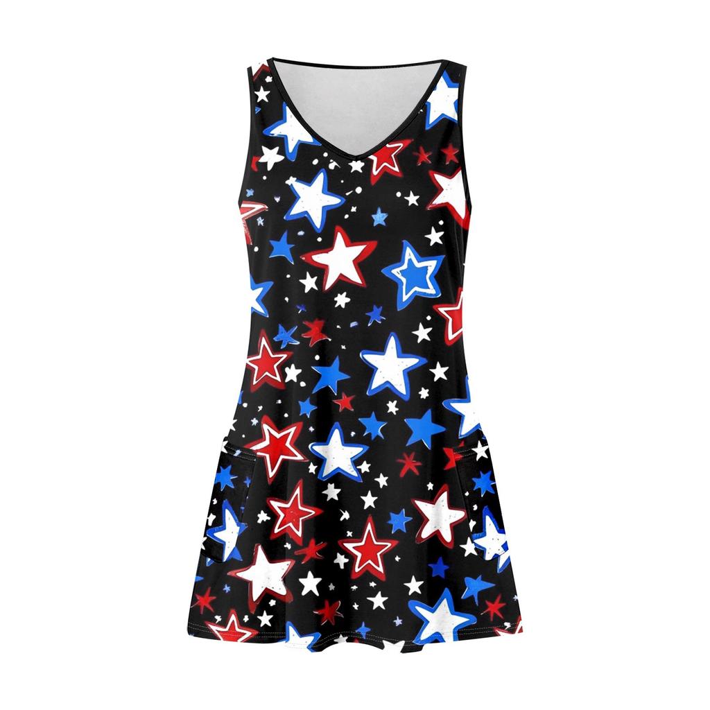 Lässiges Sommerkleid für Damen mit Taschen, Sommer-Boho-Strandkleid, Blumenblusen für Damen, T-Shirts, Kleid mit V-Ausschnitt, lockere Tank-Kleider