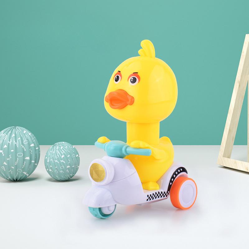 Inertia Pull-Back Duck Motorcycle, Cool Sliding Duck, No Battery Press Plastic Pull-Back Car