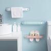 1 Pcs Adhesive Towel Rack Bathroom Towel Bar Shelf Wall Mounted Towels Hanger Toilet Suction Cup Holder Bathroom Organizer