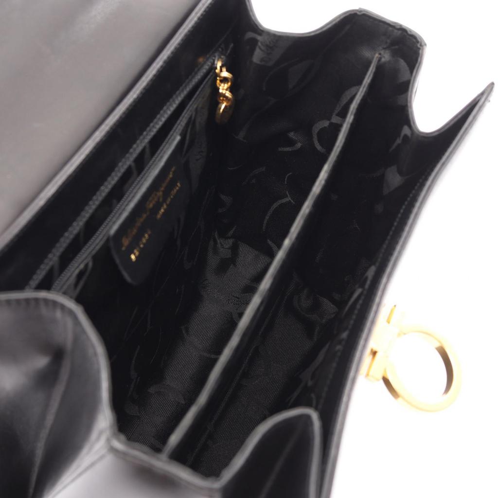 Used Salvatore Ferragamo Gancini 2WAY Handbag 21 0536 leather Black Used Women