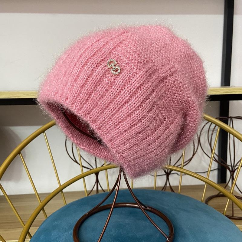 Women's Winter Hats, Girls' Warm Thick Hats, Outdoor Headwear, Knitted Hats, New Elastic Striped Women's Daily Hats with Straps