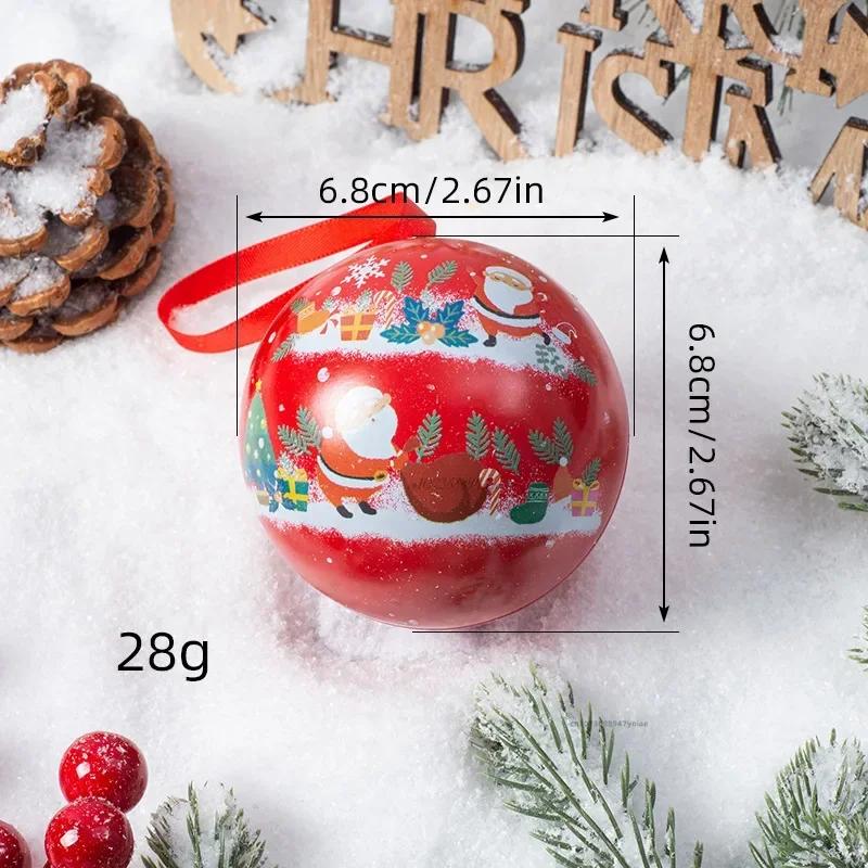 Weihnachten Runde Geschenkboxen Kugelform Blechdose Weihnachtsbaum Hängeornament Weihnachts-Süßigkeiten Glas Dosen Neujahr Navidad Dekorationen