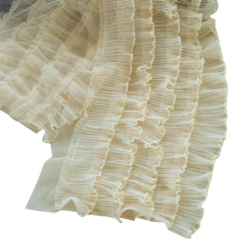 1yard Five Layesr Pleated Mesh Tulle Lace Ruffles Edging Pleated Mesh Trim DIY Sewing Wedding Dress Collar Edge Decor 18cm Wide