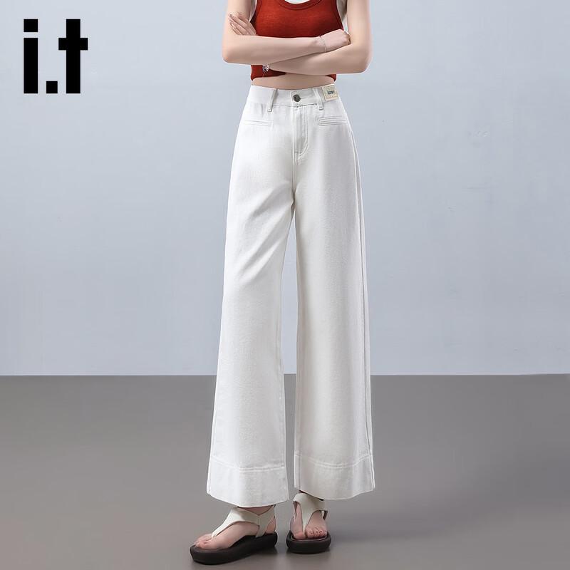 Izzue It Women's High-Waisted Wide-Leg Denim Pants