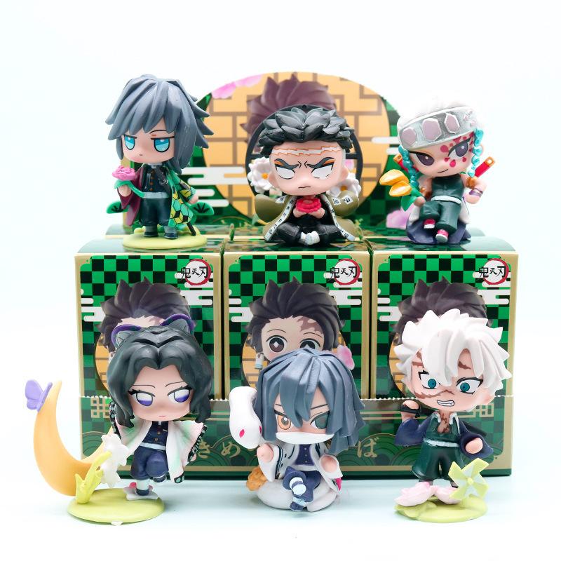 Anime Demon Slayer Tanjiro Kamado And Nezuko Blind Box PVC Figure Creative Cartoon Model Statue Christmas Birthday Surprise Gift