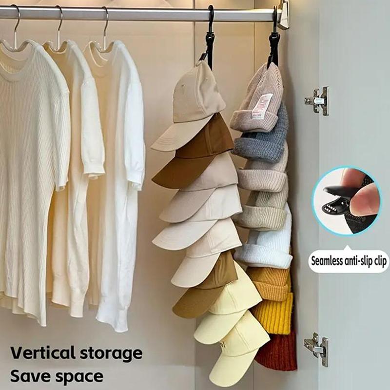 Wardrobe Hat Rack Hanging Rope Hat Storage Clips Hat Organizer Display For Baseball Caps Hat Hanger For Closet Door And Bedroom