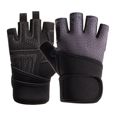 Fitness Half Finger Gloves Men's Equipment Training Exercise Lengthened Wrist Guards Women's Single Bar Pull Up Non Slip Breathable Wear Resistant