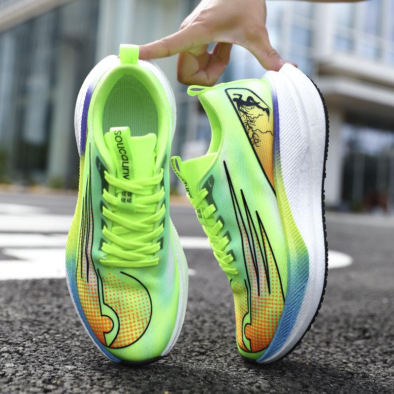 Youth Autumn Running Shoes, Primary and Secondary School Students Mesh Carbon Plate Real Explosion Shock Absorption Sports Non-slip Running Shoe