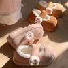 Cute Cat Paw Velcro Cotton Shoes Winter Home Velvet Platform Single Shoes Girl Heart Warm Round Head Beanie Shoes