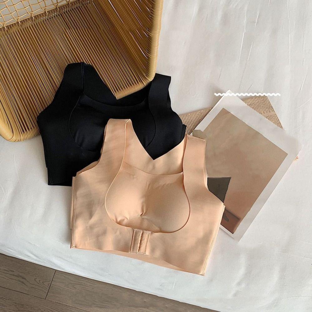 Front Closure Wireless Underwear Cross Back Women Support Brassiere Posture Corrector Bra  Fitness