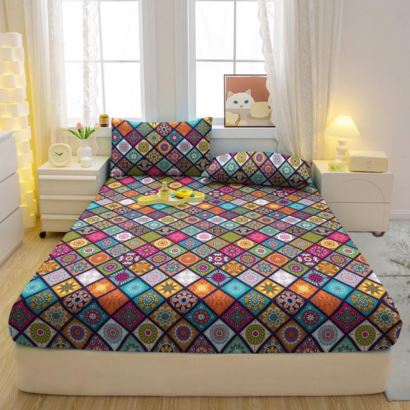 

Комплект из 3-х частей, простой современный матовый простынь на резинке с рисунком «Богемия», комплект покрывала для спальни с принтом, постельное белье 90x200cm