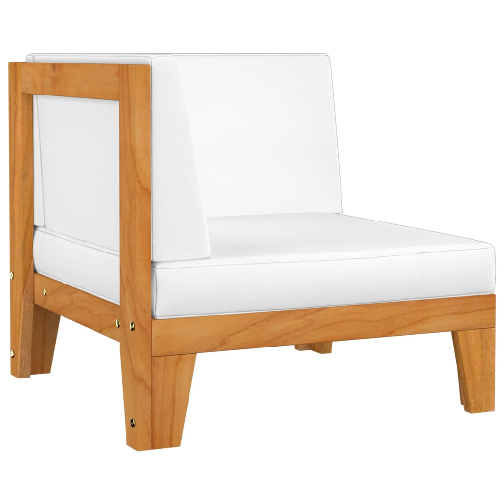2 Seater Sofa with Cream Colored Cushions Solid Acacia Wood