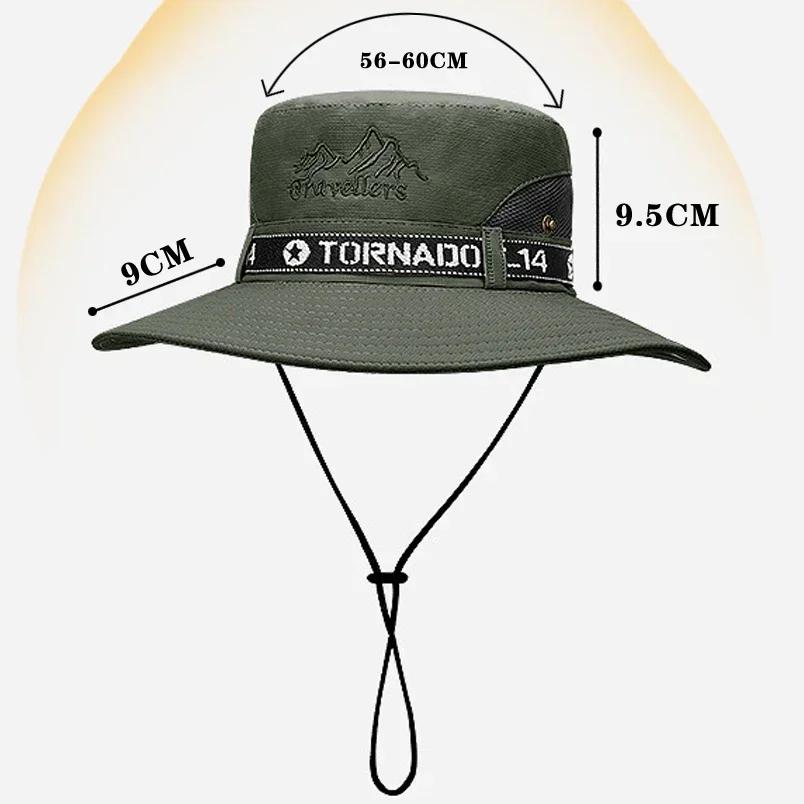 Fashion Summer Bucket Hat Sun Hats For Men Outdoor Fishing Travel Safari Uv Protection Beach Hats Mesh Breathable Wide Brim Hat