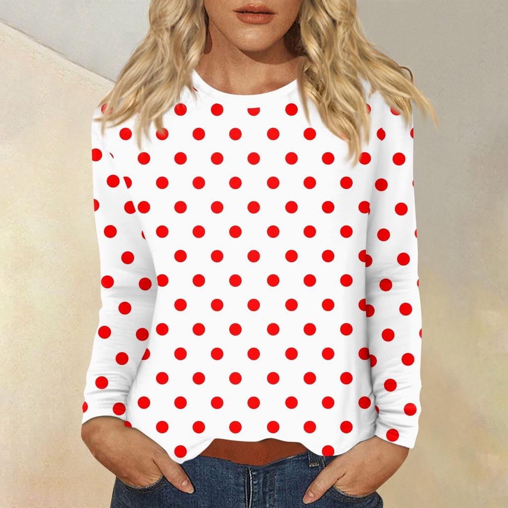 Damen Täglich Lässig Langärmlig Bedruckt O-Ausschnitt Oberteil