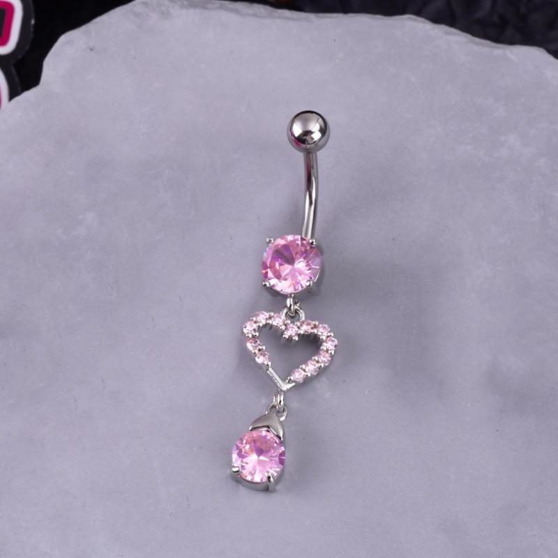 

Кольцо для пирсинга пупка Паук из нержавеющей стали с подвеской в виде сердца с цирконом для женщин, украшение для пирсинга тела