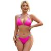Maillot de bain ins nouveau sexy couleur unie métal incrusté de diamants bikini bandage maillot de bain fendu