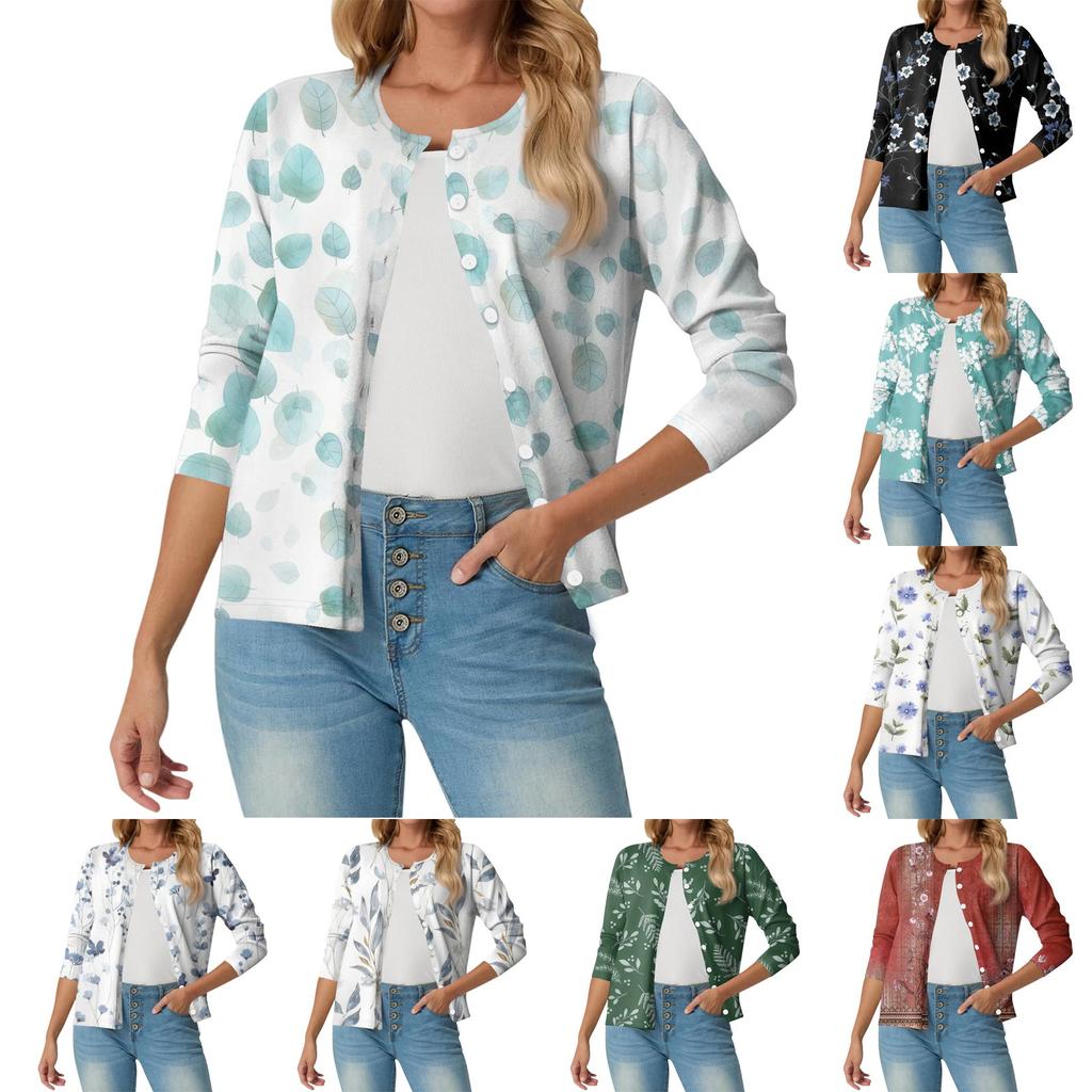 Women's Fashionable, Casual, Comfortable Floral Cardigan Jacket