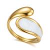 Xiyin's New Stainless Steel Ring Is Electroplated with 18k Real Gold, French Retro White Gold Dripping Oil Ring Jewelry.