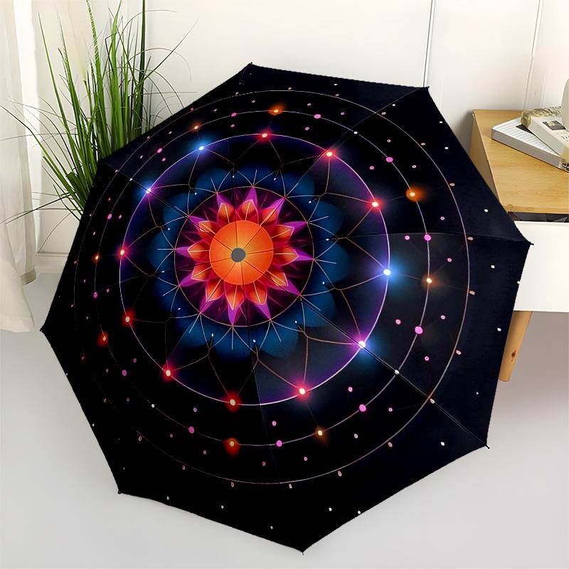

1pc Cosmic Mandala Artwork Umbrella with Plastic Handle,Vibrant Cartoon Pattern,Multi-functional UmbrellaPT024