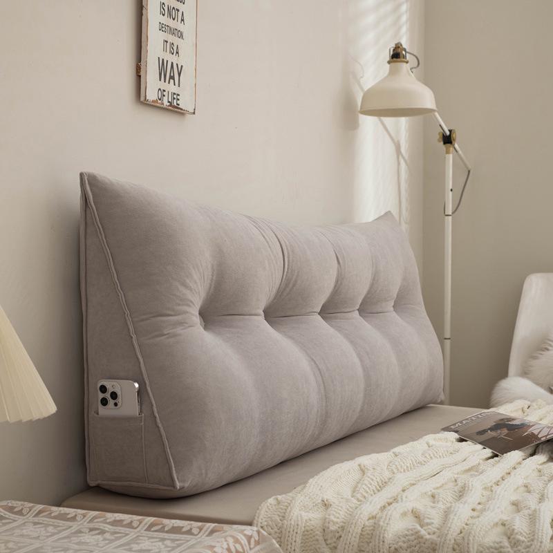 Chenille Headboard Cushion, Double Lumbar Support Pillow, Removable & Washable Backrest