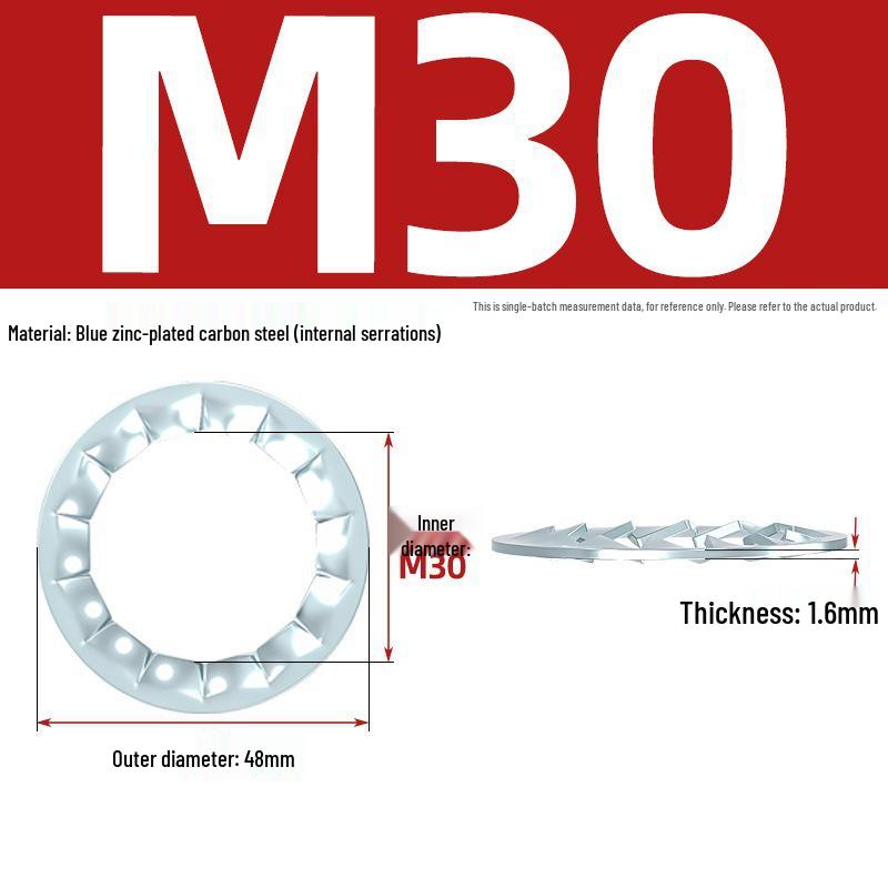 Carbon Steel Zinc-Plated Lock Washer with Inner and Outer Teeth