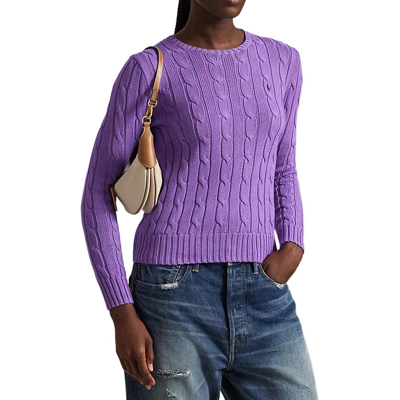 Polo Ralph Lauren Slim Fit Cable Knit Cotton Sweater Women tops Spring-Violet WMPOSWENC021159-500