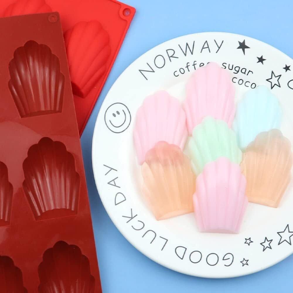 AYSTOAYS Madeleine Baking Mold Set, Silicone, Red, 29x17x1.5cm, 2-Pack, Non-Stick Shell Cookie Pan