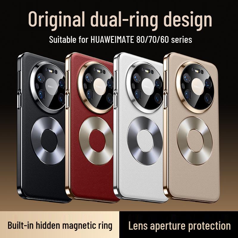 Magnetic Leather Ring Case for Huawei Mate80 Pro Max
