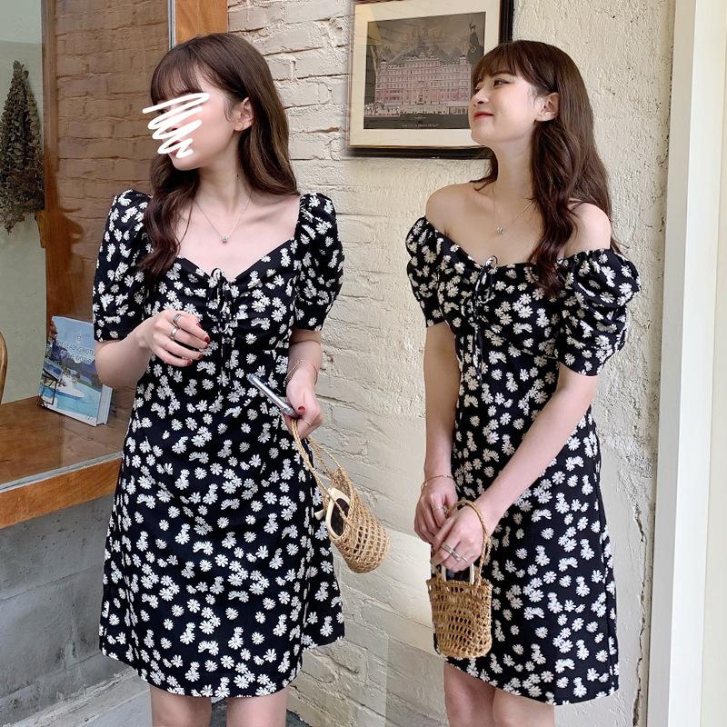 

женское платье Летний Waistline Лодка Шея Дейзи цветочная юбка