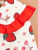 Strawberry - Printed Dog Dress with Red Ruffled Collar, Cute Fruit Pattern Pet Clothes, Sweet Princess Dress for Small Dogs