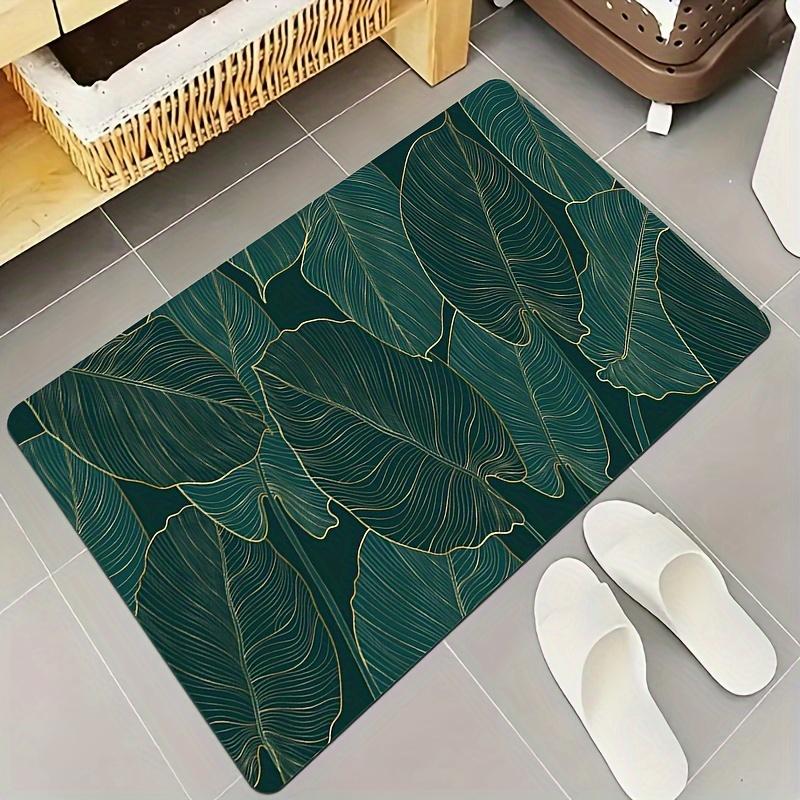 Green Leaf Print Kitchen Floor Mat Living Room Entrance Non-slip Carpets Bathroom Toilet Doormat Balcony Hallway Rugs Home Decor