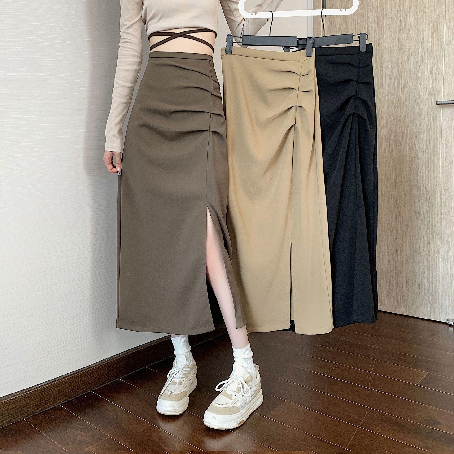 

Women s High-Waist A-Line Pleated Slit Midi Skirt - Spring/Summer Design XXL чорний