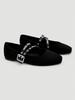 Black Double Buckle Strap Mary Jane Shoes, Retro Silver Ring Buckle Design