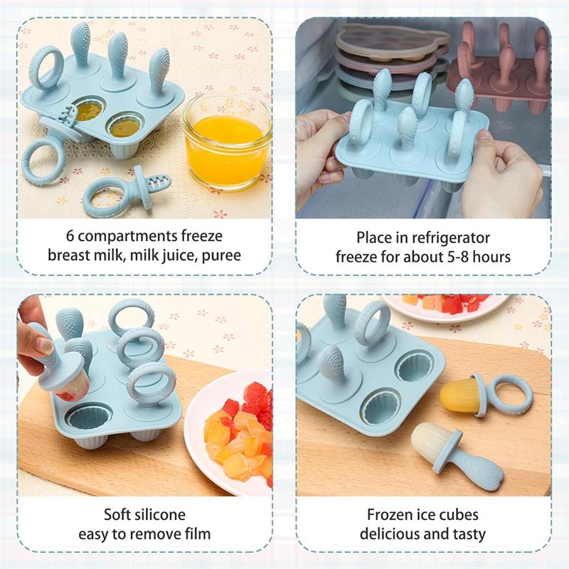 Mini Silicone Ice Lolly Mould for Baby with Teething Sticks for Kids Little Hands, BPA Free Safe Toddler Design Children Small Popsicle Mold