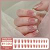 24Pcs Simple Fake Nail With Jelly Glue Butterfly Design Pink White Gradient French Press On False Nails Full Cover Nail Tips