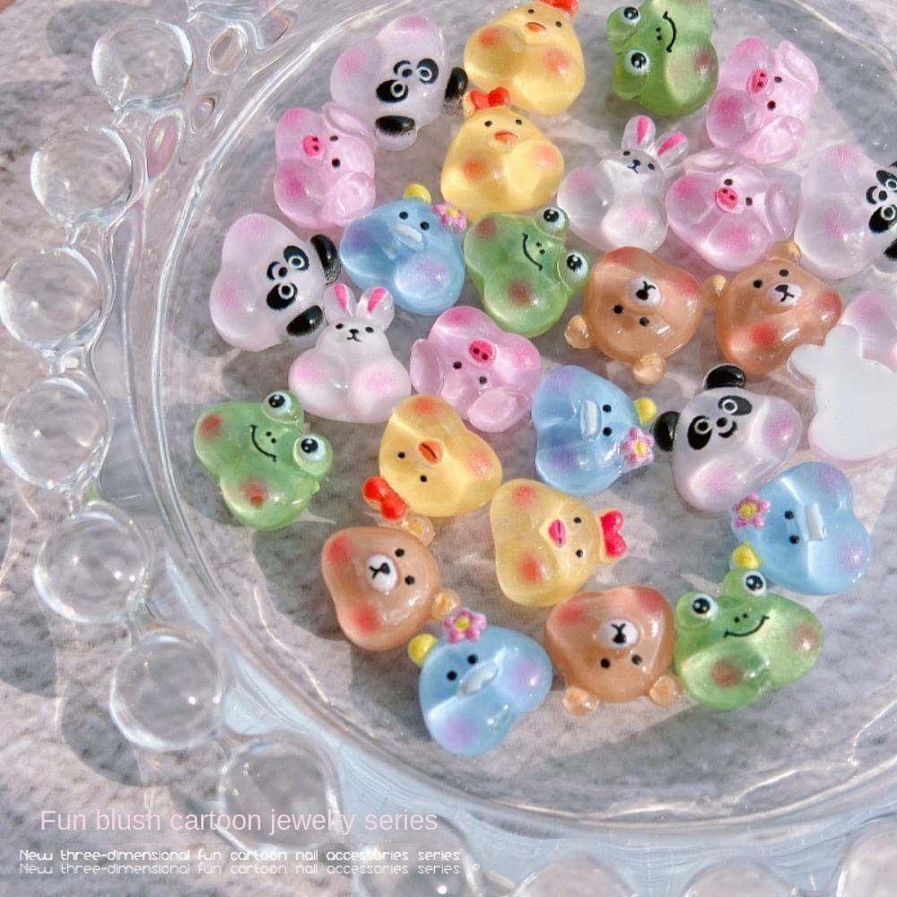 Pig Bears Animal Nail Rhinestones Cartoon Nail Drills Cartoon Nail Decorations 3D Nail Jewelry