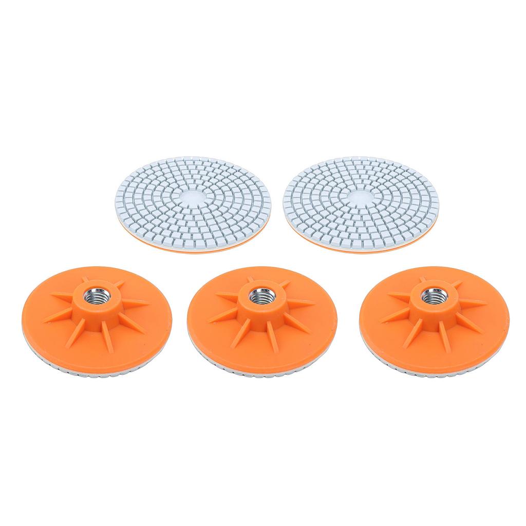 5 Pcs Diamond Polishing Pad 4 Inch 5 8in 11 Thread Wet Dry Polish Pad with 8mm Drill Bit Adapter for Granite Marble