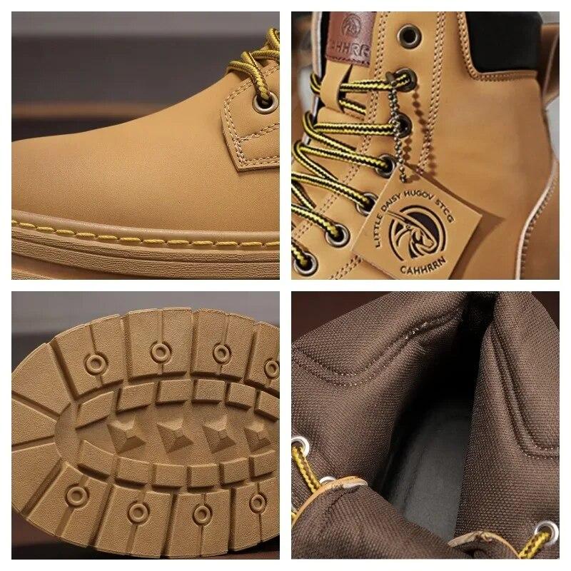 Vysoké boty Pánské kožené boty Móda Motocyklové kotníkové vojenské boty pro muže Zimní boty Pánské boty Šněrovací Botas Hombre