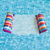 Water Hammock Swimming Mattress Inflatable Pool Deckchair with Striped Net 120x70 Cm