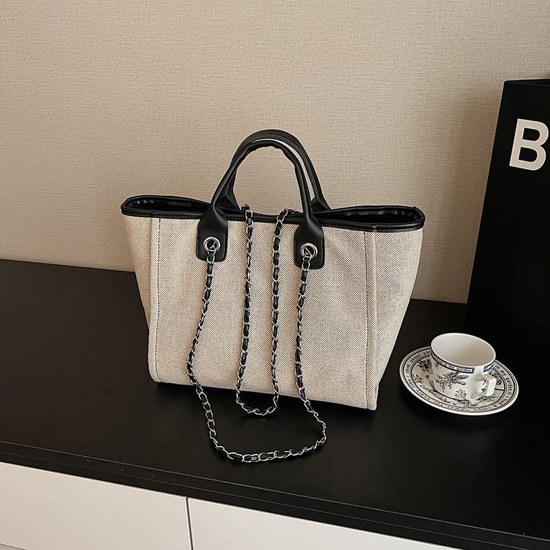 European and American canvas bag women 2025 new bucket bag handbag shoulder bag messenger bag chain bag tote bag