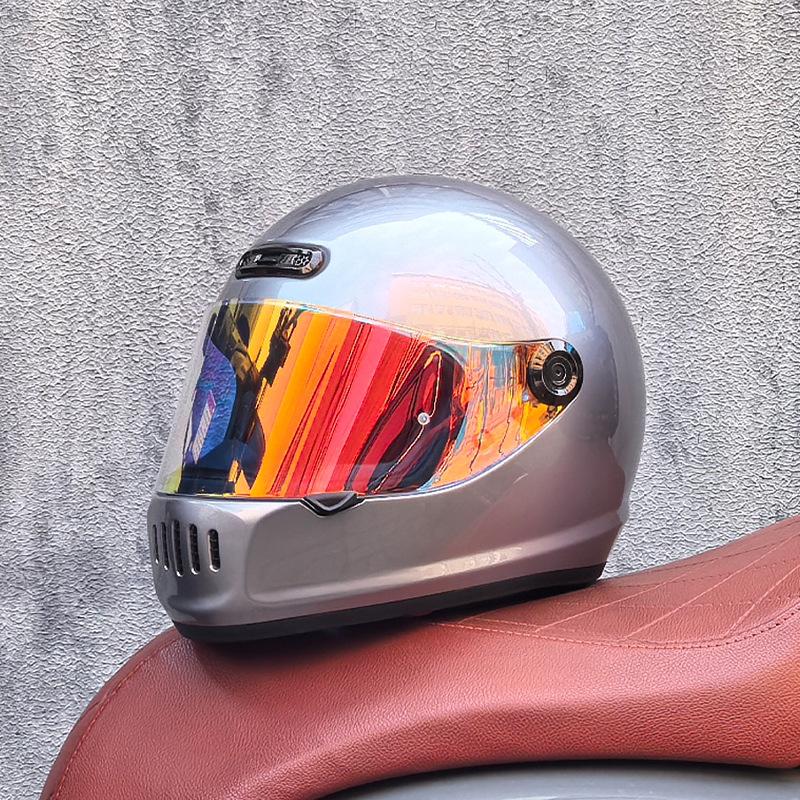 Motorcycle Retro Full Helmet Men's Winter Personality Cool Women's National Tide Race Cruise Retro Car Helmet Universal In All Seasons
