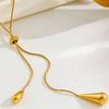 1pc Stainless Steel Retro Minimalist High-End Metallic Water Drop Pendant Necklace