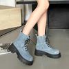 Cowboy Platform Ankle Boots Women High Heels Shoes Fashion Autumn Lace Up Motorcycle Boots  Trend New Pumps Snow Botas Mujer