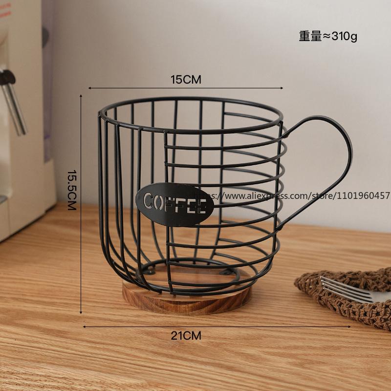 Aufbewahrungsbox für Kaffeekapseln im nordischen Stil, Aufbewahrungskorb aus Metall, Aufbewahrungskorb mit großer Kapazität, Eisenkunst, Geeignet für den Schreibtisch