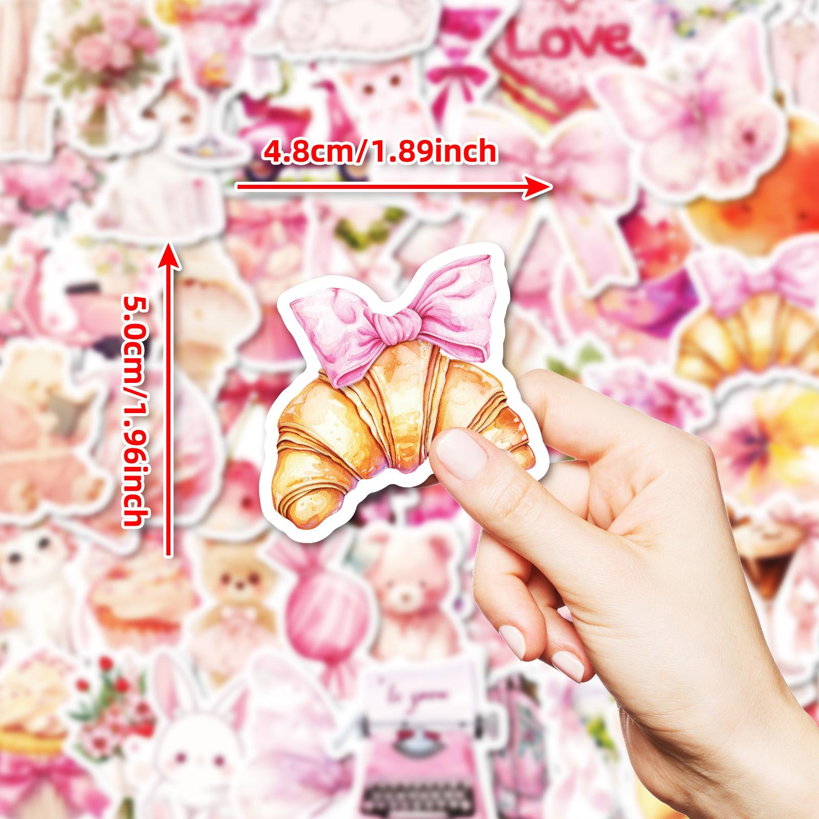 

50 Cute Hand Painted Graffiti Stickers Bow Croissant Series Stickers