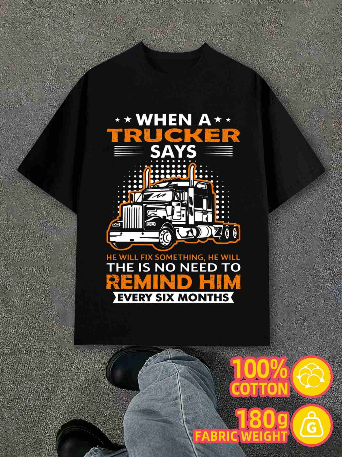 Men s T-Shirt Y2K Trucker Fixer Cotton Tshirts Black 3XL