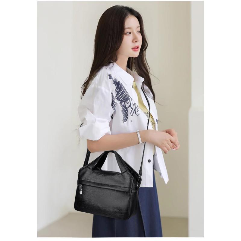 Fashion Vintage Leather Shoulder Bag for Women Multi Compartment Handbag Retro Shoulder Bag Perfect for Shopping Daily Life and Weekend Outings